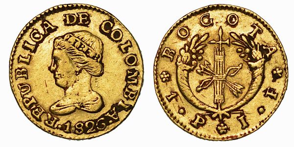 COLOMBIA. REPUBLICA, dal 1821. Peso 1826. Bogot.  - Asta Numismatica - Associazione Nazionale - Case d'Asta italiane