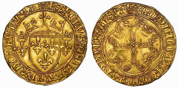 FRANCIA. CHARLES VII, 1422-1461. Ecu d'or con la corona. III tipo. Tours.  - Asta Numismatica - Associazione Nazionale - Case d'Asta italiane