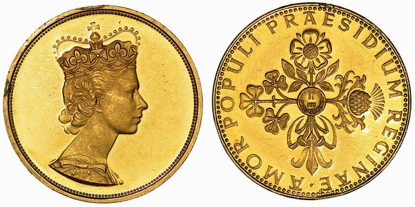 GERMANIA. ELIZABETH II, 1953-2022. Medaglia d'oro del peso di due ducati. Per commemorare la visita della Regina Elisabetta II in Germania nel maggio 1965.  - Asta Numismatica - Associazione Nazionale - Case d'Asta italiane