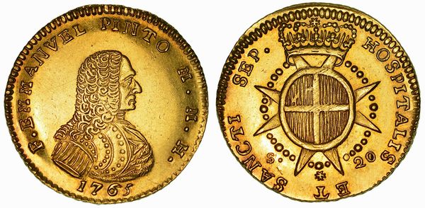 MALTA - SOVRANO MILITARE ORDINE DI MALTA. MANUEL PINTO DA FONSECA, 1741-1773. 20 Scudi 1765.  - Asta Numismatica - Associazione Nazionale - Case d'Asta italiane