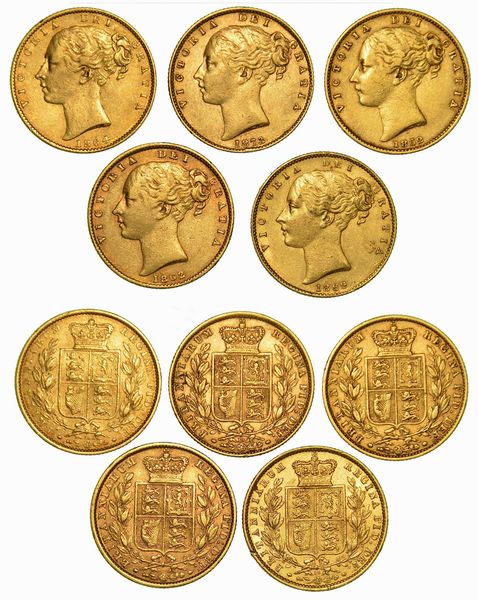 REGNO UNITO. Lotto di cinque monete.  - Asta Numismatica - Associazione Nazionale - Case d'Asta italiane