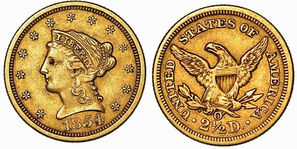 USA. REPUBLIC. 2,5 Dollars Liberty 1854. New Orleans.  - Asta Numismatica - Associazione Nazionale - Case d'Asta italiane