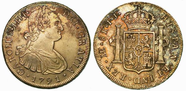 PERU'. CARLOS IV, 1788-1808. 8 Reales 1791. Lima.  - Asta Numismatica - Associazione Nazionale - Case d'Asta italiane