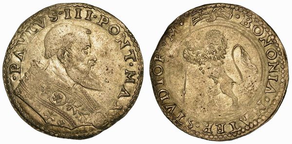 PAOLO III (ALESSANDRO FARNESE), 1534-1549. Bianco. Bologna.  - Asta Numismatica - Associazione Nazionale - Case d'Asta italiane