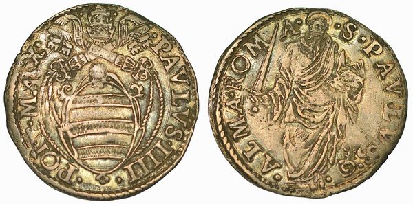PAOLO IV (GIAN PIETRO CARAFA), 1555-1559. Giulio. Roma.  - Asta Numismatica - Associazione Nazionale - Case d'Asta italiane