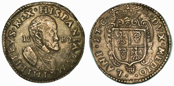 MILANO. FILIPPO II D'ASBURGO, 1554-1598. Scudo d'argento 1582.  - Asta Numismatica - Associazione Nazionale - Case d'Asta italiane
