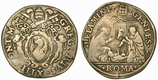 GREGORIO XIII (UGO BOMCOMPAGNI), 1572-1585. Testone. Roma.  - Asta Numismatica - Associazione Nazionale - Case d'Asta italiane