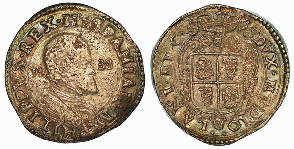 MILANO. FILIPPO II D'ASBURGO, 1556-1598. Scudo dargento 1588.  - Asta Numismatica - Associazione Nazionale - Case d'Asta italiane