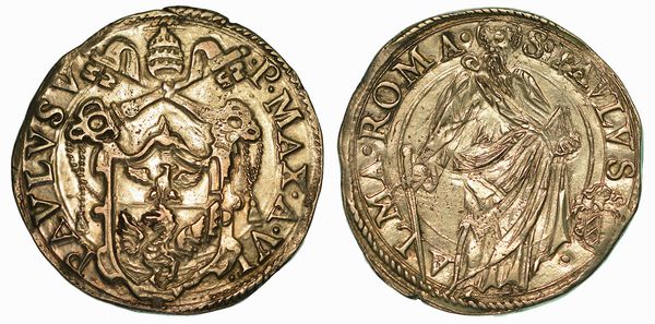 PAOLO V (CAMILLO BORGHESE), 1605-1621. Testone A. V. Roma.  - Asta Numismatica - Associazione Nazionale - Case d'Asta italiane