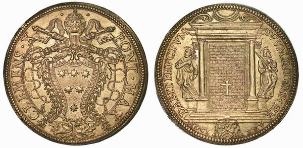 CLEMENTE X (EMILIO ALTIERI), 1670-1676. Piastra del Giubileo 1675. Roma.  - Asta Numismatica - Associazione Nazionale - Case d'Asta italiane