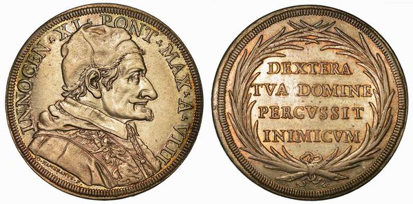 INNOCENZO XI (BENEDETTO ODESCALCHI), 1676-1689. Piastra A. VIII. Roma.  - Asta Numismatica - Associazione Nazionale - Case d'Asta italiane