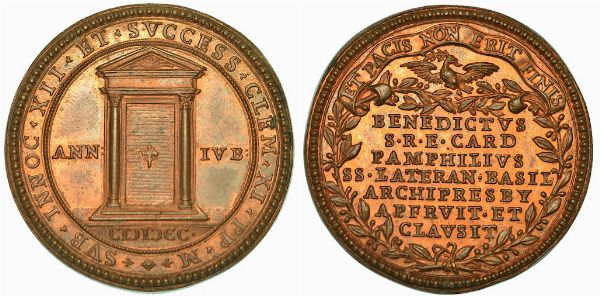 INNOCENZO XII (ANTONIO PIGNATELLI), 1691-1700. Medaglia in bronzo Anno Giubilare 1700.  - Asta Numismatica - Associazione Nazionale - Case d'Asta italiane