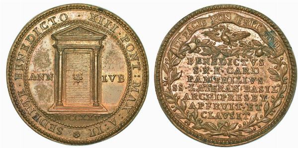 BENEDETTO XIII (PIETRO FRANCESCO ORSINI), 1724-1730. Medaglia in bronzo Anno Giubilare 1725/A. II.  - Asta Numismatica - Associazione Nazionale - Case d'Asta italiane