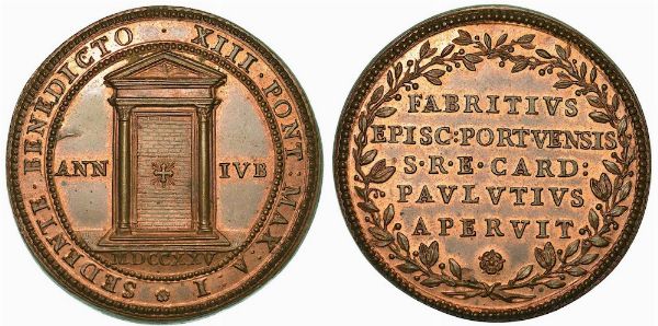 BENEDETTO XIII (PIETRO FRANCESCO ORSINI), 1724-1730. Medaglia in bronzo Anno Giubilare 1725/A. I.  - Asta Numismatica - Associazione Nazionale - Case d'Asta italiane