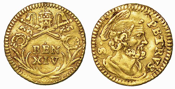 BENEDETTO XIV (PROSPERO LORENZO LAMBERTINI), 1740-1758. Mezzo Scudo d'oro. Roma.  - Asta Numismatica - Associazione Nazionale - Case d'Asta italiane