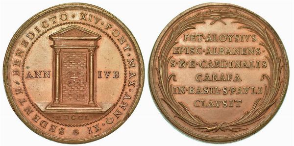 BENEDETTO XIV (PROSPERO LORENZO LAMBERTINI), 1740-1758. Medaglia in bronzo Anno Giubilare 1750/A. IX.  - Asta Numismatica - Associazione Nazionale - Case d'Asta italiane