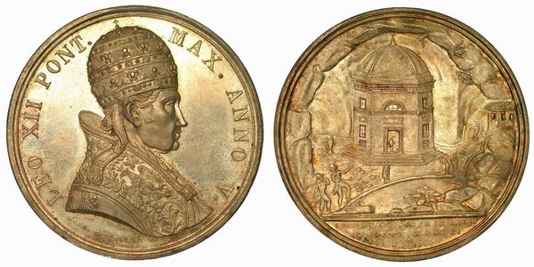 LEONE XII (ANNIBALE SERMATTEI DELLA GENGA), 1823-1829. Medaglia in argento 1828/A. V.  - Asta Numismatica - Associazione Nazionale - Case d'Asta italiane