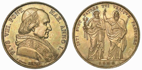 PIO VIII (FRANCESCO SAVERIO CASTIGLIONI), 1829-1830. Scudo 1830/A. I.  - Asta Numismatica - Associazione Nazionale - Case d'Asta italiane