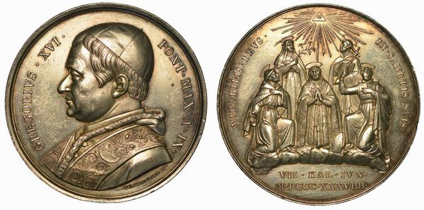 GREGORIO XVI (BARTOLOMEO ALBERTO CAPPELLARI), 1831-1846. Medaglia A. IX in argento.  - Asta Numismatica - Associazione Nazionale - Case d'Asta italiane