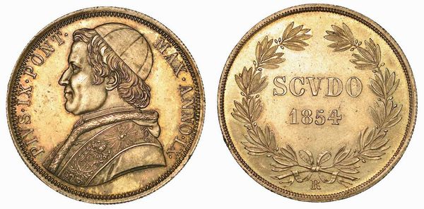 PIO IX (GIOVANNI MARIA MASTAI FERRETTI), 1846-1878. Scudo 1854/A. IX. Roma.  - Asta Numismatica - Associazione Nazionale - Case d'Asta italiane