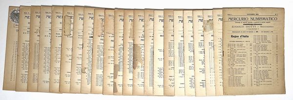 DOTTI E. MERCURIO NUMISMATICO. Catalogo di monete antiche e moderne a prezzi segnati. Periodico Mensile. Lotto di 23 fascicoli.  - Asta Numismatica - Associazione Nazionale - Case d'Asta italiane