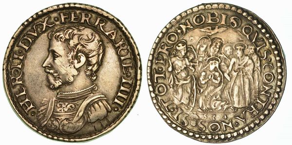 FERRARA. ERCOLE II D'ESTE, 1534-1559. Testone 1534.  - Asta Numismatica - Associazione Nazionale - Case d'Asta italiane