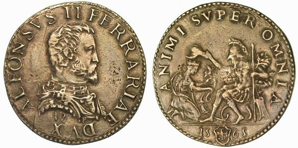 FERRARA. ALFONSO II D'ESTE, 1559-1597. Testone 1565.  - Asta Numismatica - Associazione Nazionale - Case d'Asta italiane