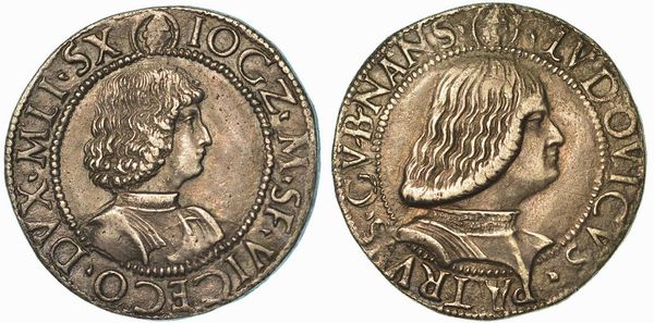 MILANO. GIAN GALEAZZO MARIA SFORZA - REGGENZA DI LUDOVICO MARIA SFORZA, 1480-1494. Testone (o Grosso da 20 Soldi).  - Asta Numismatica - Associazione Nazionale - Case d'Asta italiane