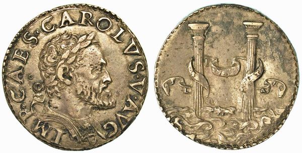 MILANO. CARLO V D'ASBURGO, 1535-1556. Quarto di Scudo d'argento s.d.  - Asta Numismatica - Associazione Nazionale - Case d'Asta italiane