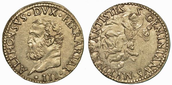 MODENA. ALFONSO I D'ESTE, 1505-1534. Testone (o Doppio Giulio).  - Asta Numismatica - Associazione Nazionale - Case d'Asta italiane