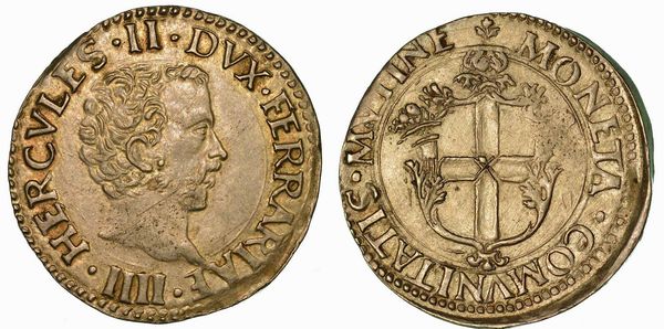 MODENA. ERCOLE II D'ESTE, 1534-1559. Bianco da 10 Soldi.  - Asta Numismatica - Associazione Nazionale - Case d'Asta italiane
