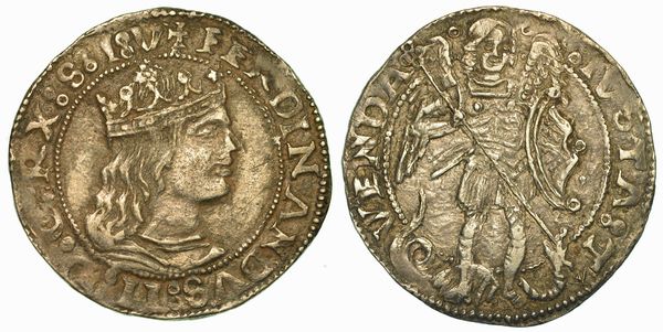 NAPOLI. FERDINANDO II D'ARAGONA, 1495-1496. Coronato o Carlino.  - Asta Numismatica - Associazione Nazionale - Case d'Asta italiane