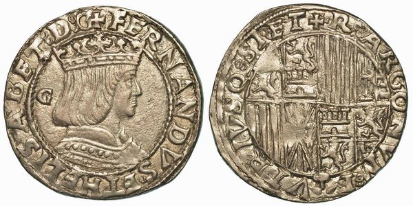 NAPOLI. FERDINANDO D'ARAGONA IL CATTOLICO ED ELISABETTA DI CASTIGLIA, 1503-1504. Carlino.  - Asta Numismatica - Associazione Nazionale - Case d'Asta italiane
