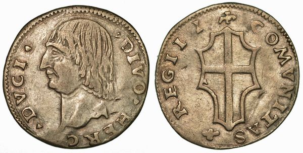 REGGIO EMILIA. ERCOLE I D'ESTE, 1471-1505. Testone leggero.  - Asta Numismatica - Associazione Nazionale - Case d'Asta italiane