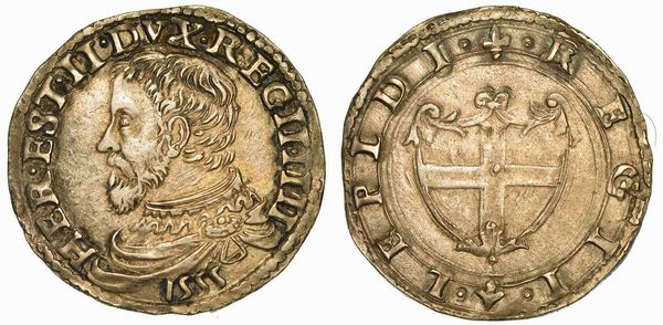 REGGIO EMILIA. ERCOLE II D'ESTE, 1534-1559. Bianco 1555.  - Asta Numismatica - Associazione Nazionale - Case d'Asta italiane