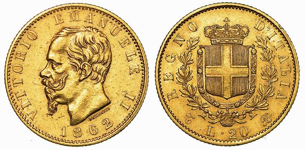 REGNO D'ITALIA. VITTORIO EMANUELE II DI SAVOIA, 1861-1878. 20 Lire 1862. Torino.  - Asta Numismatica | Rinascimento - Associazione Nazionale - Case d'Asta italiane