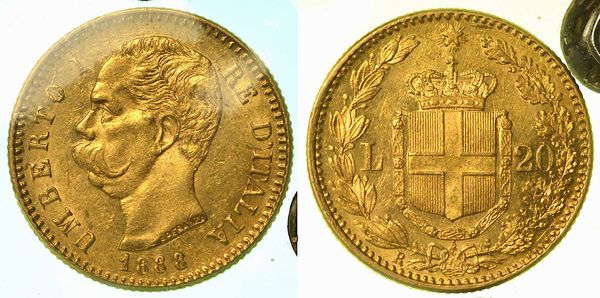 REGNO D'ITALIA. UMBERTO I DI SAVOIA, 1878-1900. 20 Lire 1888.  - Asta Numismatica | Rinascimento - Associazione Nazionale - Case d'Asta italiane