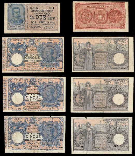 REGNO D'ITALIA. Lotto di un Buono di Cassa e tre Biglietti di Stato.  - Asta Numismatica | Rinascimento - Associazione Nazionale - Case d'Asta italiane