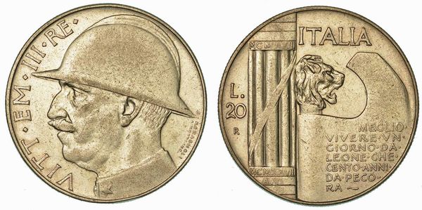 REGNO D'ITALIA. VITTORIO EMANUELE III DI SAVOIA, 1900-1946. 20 Lire 1928/A. VI. Elmetto.  - Asta Numismatica | Rinascimento - Associazione Nazionale - Case d'Asta italiane