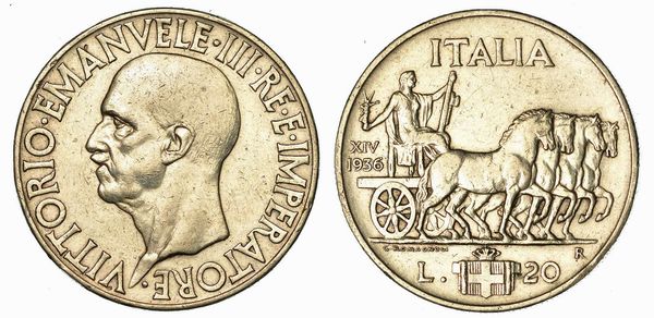 REGNO D'ITALIA. VITTORIO EMANUELE III DI SAVOIA, 1900-1946. 20 Lire 1936/A. XIV. Impero.  - Asta Numismatica | Rinascimento - Associazione Nazionale - Case d'Asta italiane