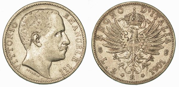 REGNO D'ITALIA. VITTORIO EMANUELE III DI SAVOIA, 1900-1946. 2 Lire 1901. Aquila Sabauda.  - Asta Numismatica | Rinascimento - Associazione Nazionale - Case d'Asta italiane