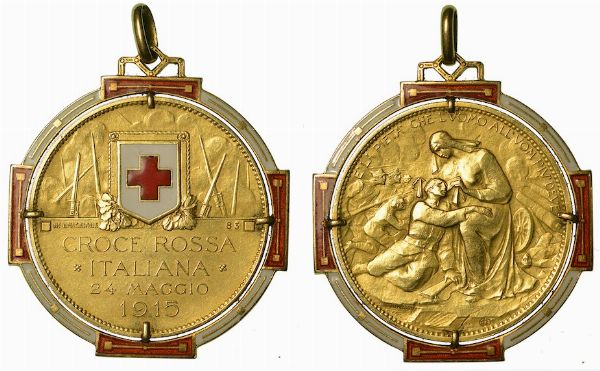 REGNO DITALIA. VITTORIO EMANUELE III DI SAVOIA, 1900-1946. Medaglia in oro della Croce Rossa Italiana 24 maggio 1915.  - Asta Numismatica | Rinascimento - Associazione Nazionale - Case d'Asta italiane