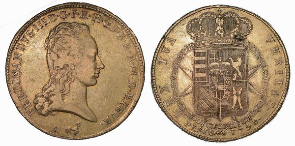 FIRENZE. FERDINANDO III DI LORENA, (I periodo) 1790-1801. Francescone 1798.  - Asta Numismatica | Rinascimento - Associazione Nazionale - Case d'Asta italiane