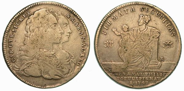 NAPOLI. CARLO DI BORBONE, 1734-1759. Piastra da 120 Grana 1747.  - Asta Numismatica | Rinascimento - Associazione Nazionale - Case d'Asta italiane