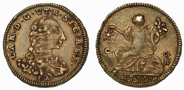 NAPOLI. CARLO DI BORBONE, 1734-1759. Mezzo Carlino o 5 grani 1759.  - Asta Numismatica | Rinascimento - Associazione Nazionale - Case d'Asta italiane