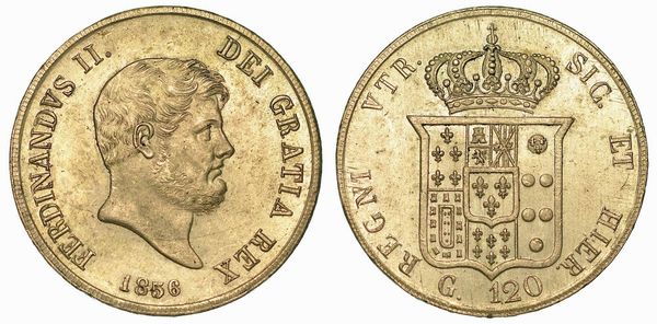 NAPOLI. FERDINANDO II di BORBONE, 1830-1859. Piastra da 120 Grana 1856.  - Asta Numismatica | Rinascimento - Associazione Nazionale - Case d'Asta italiane