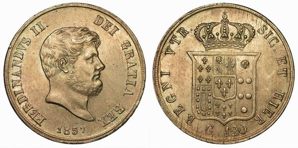NAPOLI. FERDINANDO II DI BORBONE, 1830-1859. Piastra da 120 grana 1857.  - Asta Numismatica | Rinascimento - Associazione Nazionale - Case d'Asta italiane