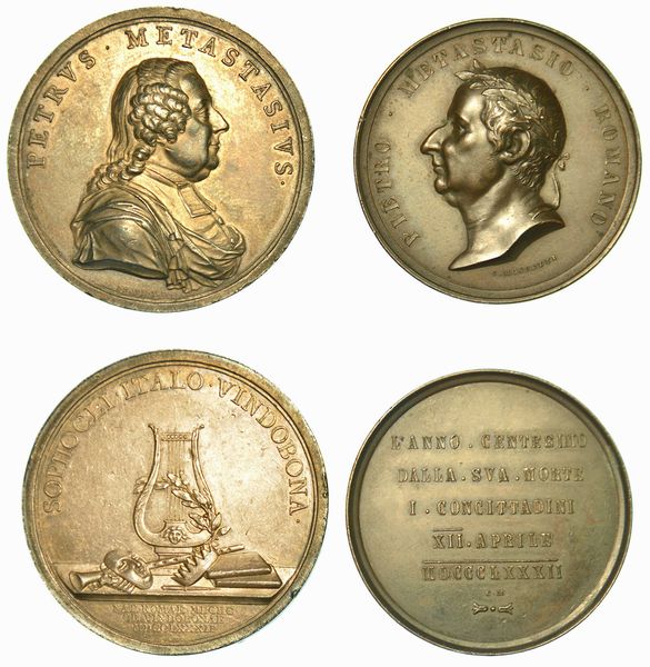 PIETRO METASTASIO, 1698-1782. Lotto di due medaglie.  - Asta Numismatica | Rinascimento - Associazione Nazionale - Case d'Asta italiane