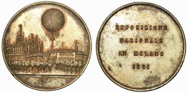 ESPOSIZIONE NAZIONALE IN MILANO 1881. Medaglia in argento 1881.  - Asta Numismatica | Rinascimento - Associazione Nazionale - Case d'Asta italiane