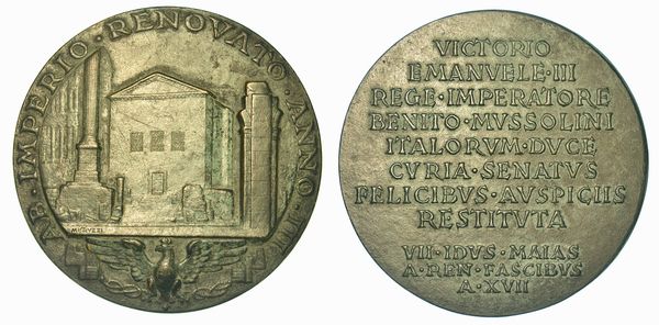 OPERE DI RESTAURO DELLA CURIA IULIA NEI FORI IMPERIALI. VENTENNIO FASCISTA, DAL 1923 AL 1943. Medaglia 1939/A. XVII. Bronzo.  - Asta Numismatica | Rinascimento - Associazione Nazionale - Case d'Asta italiane